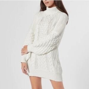 JOIE EMERA TURTLENECK OVERSIZED LONG CABLE KNIT SWEATER
